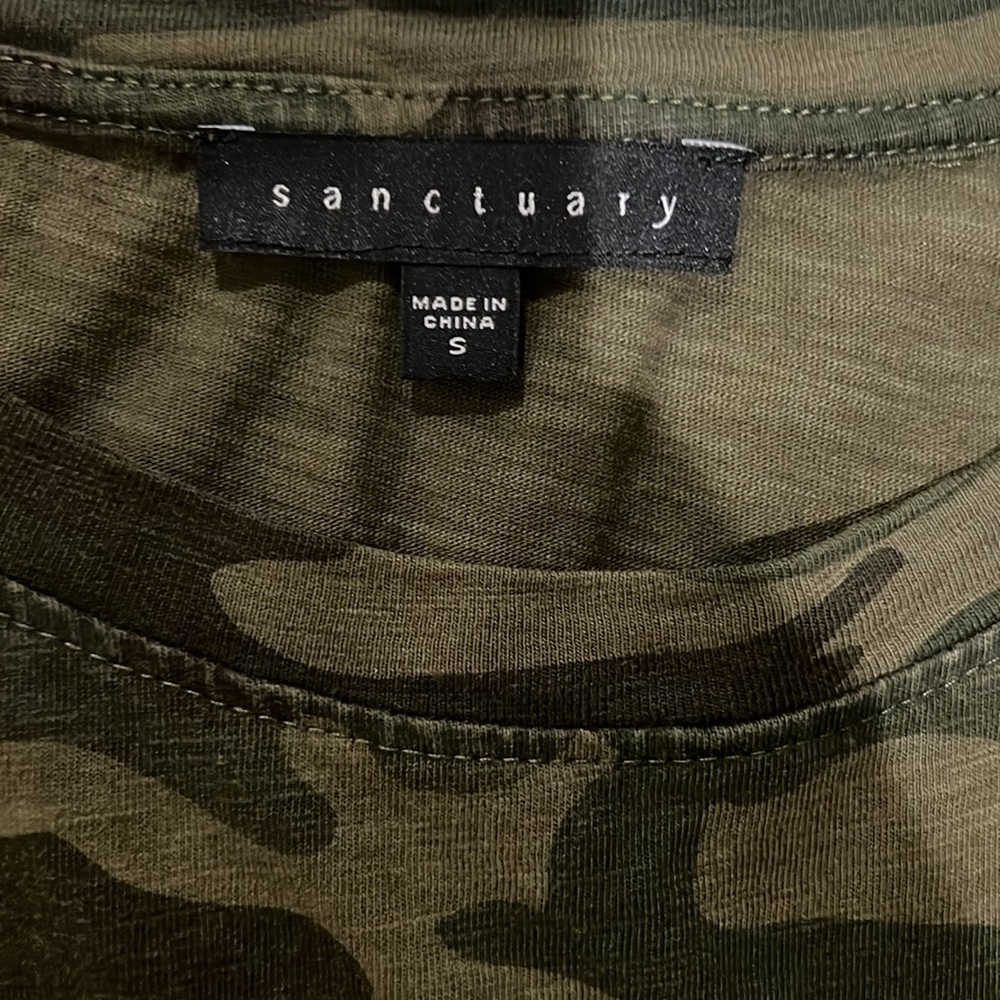 Sanctuary Green Camo Ruched Sleeve T-Shirt Dress - Picture 5 of 7